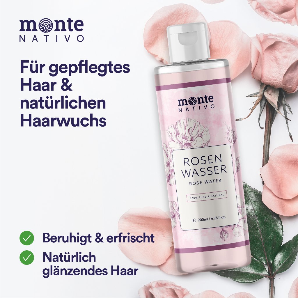 Monte Nativo Rosenwasser – 100% rein für Gesicht & Haar