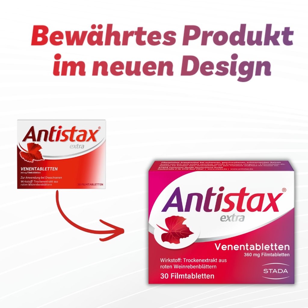 Antistax® extra Venentabletten, bei müden, schweren Beinen, Venenschwäche & Krampfadern