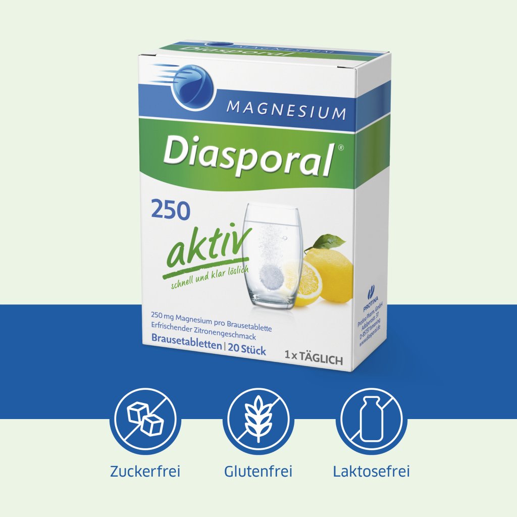 Magnesium-Diasporal® 250 aktiv Brausetabletten, 20 Stück