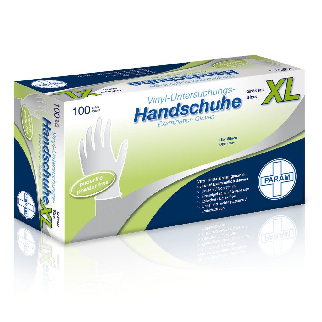 PARAM Einweg-Handschuhe aus Vinyl, puderfrei, weiß, Größe XL, 100 Stück