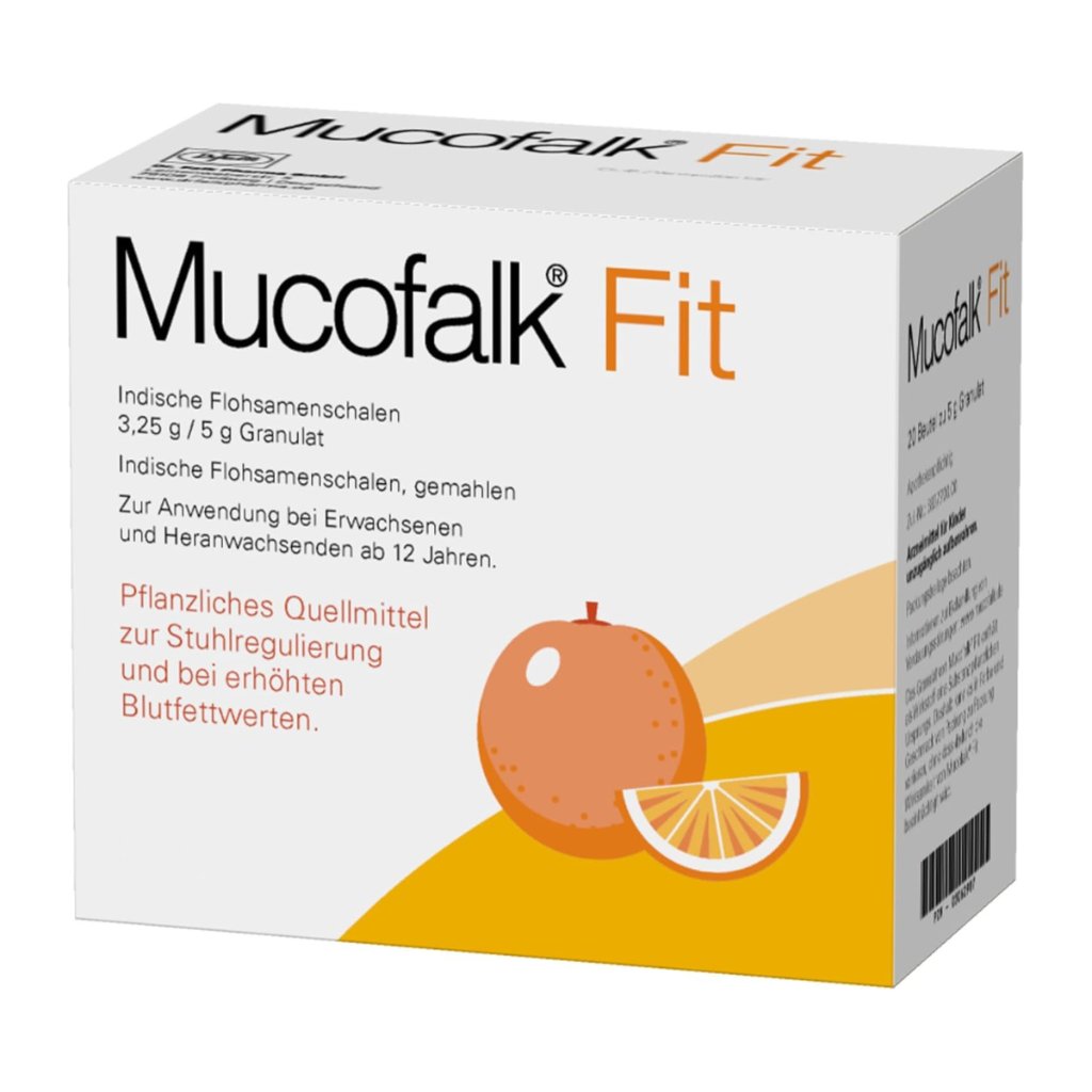 Mucofalk Fit, mit Orangengeschmack, 20 St, Flohsamenschalen