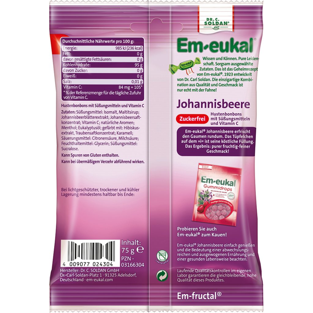 EM-EUKAL Bonbons Johannisbeere gefüllt zuckerfei