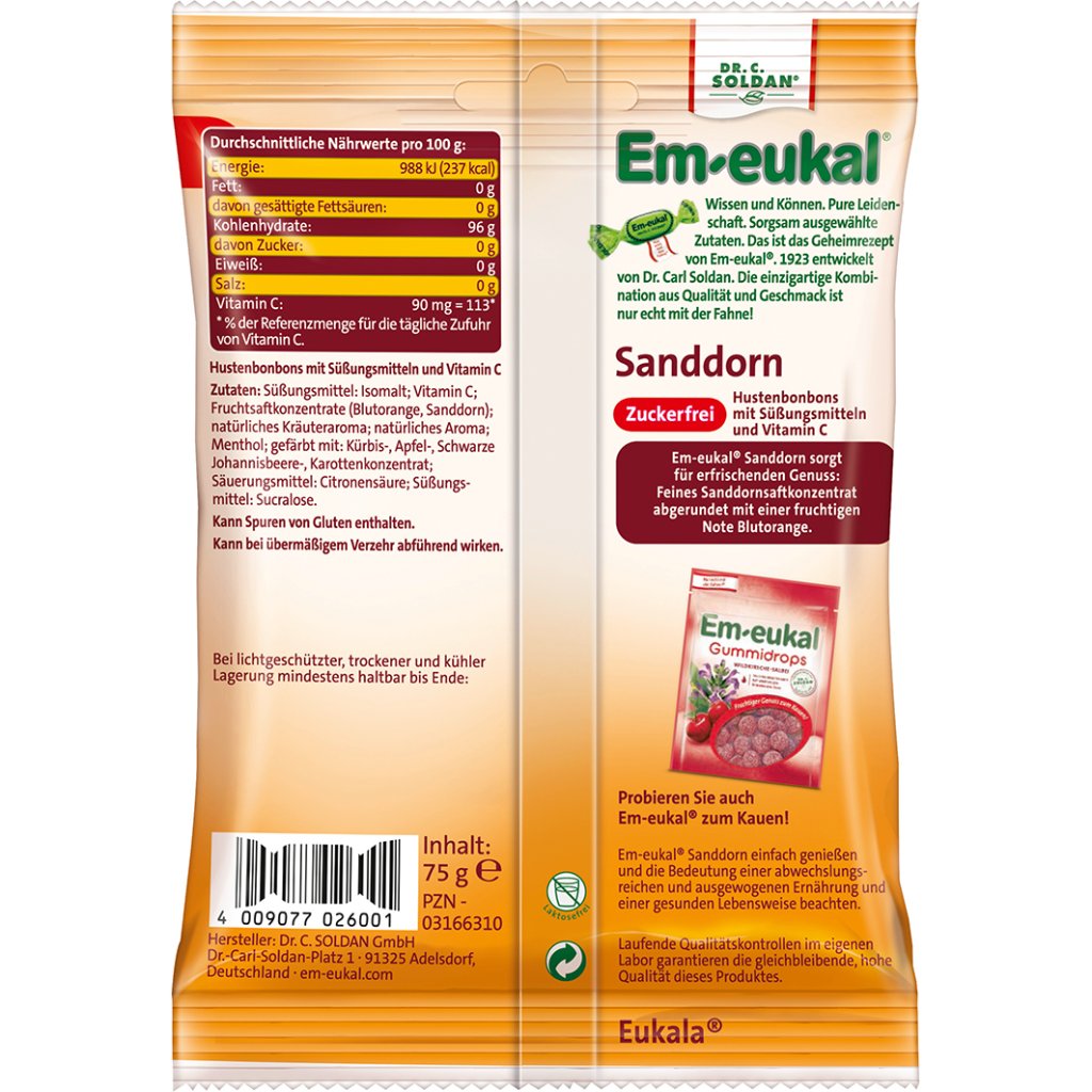 EM-EUKAL Bonbons Sanddorn zuckerfrei