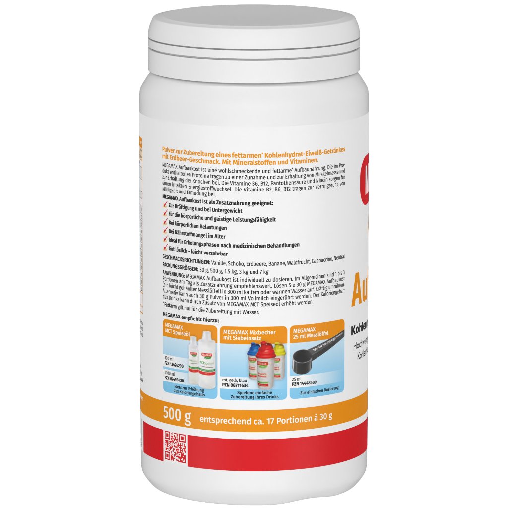 MEGAMAX Aufbaukost Erdbeere Pulver