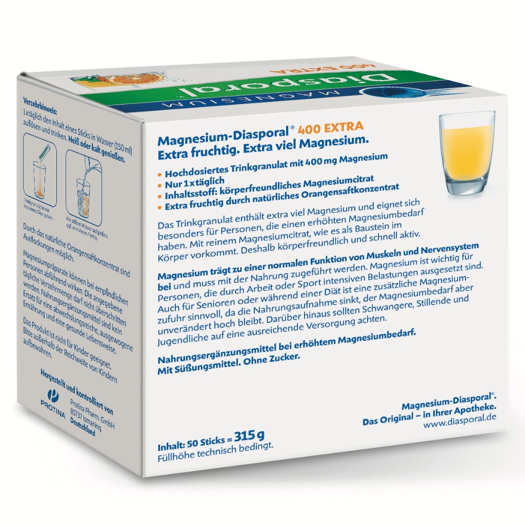 Magnesium-Diasporal® 400 EXTRA Trinkgranulat, 50 Sticks