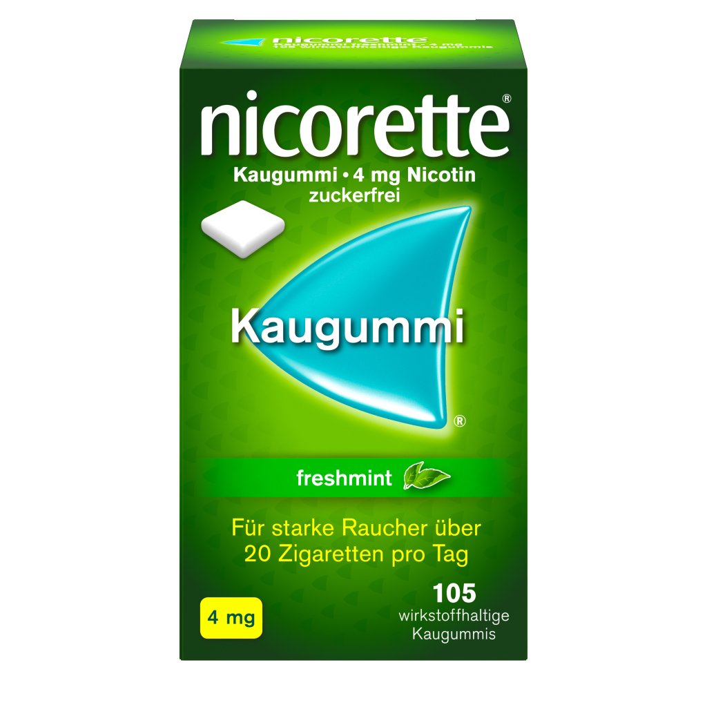 nicorette® Kaugummi freshmint, 4 mg Nikotin, 105 Stück