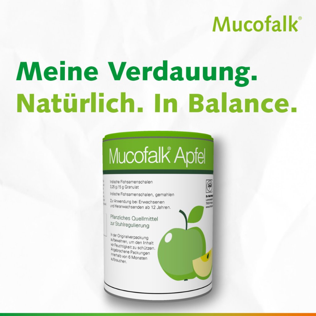 Mucofalk Apfel, Granulat in der Dose, 150 g, Flohsamenschalen