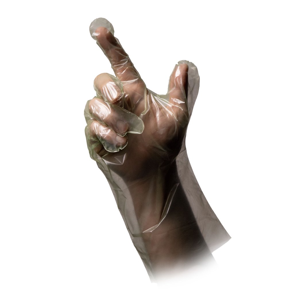 PARAM Einweg-Handschuhe aus Polyethylen, transparent, Einheitsgröße für Männer, 20 Stück