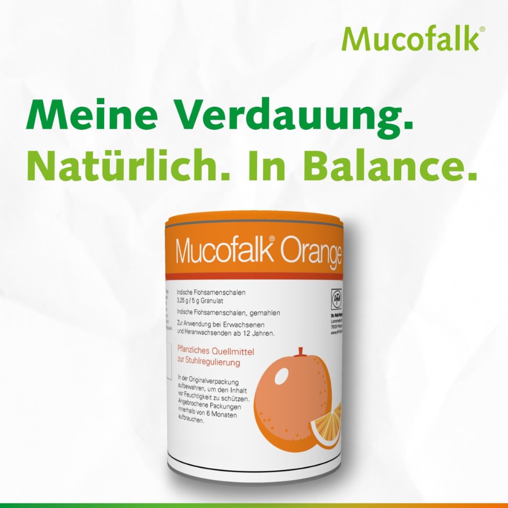 Mucofalk Orange, Granulat in der Dose, 300 g, Flohsamenschalen