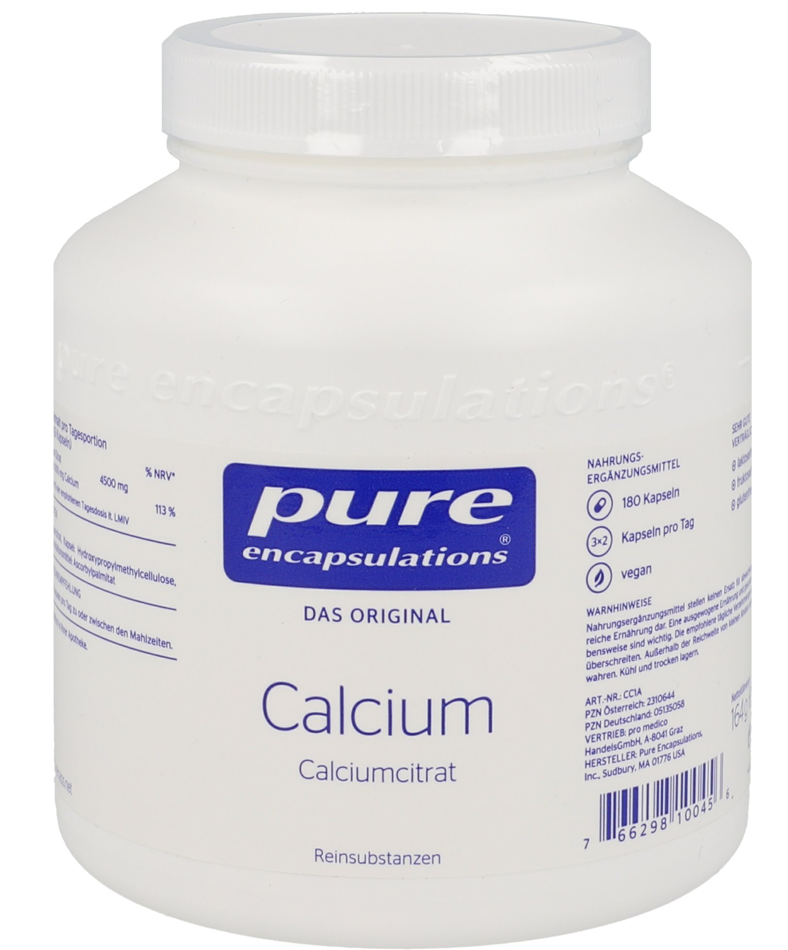 PURE ENCAPSULATIONS Calcium Calciumcitrat Kapseln