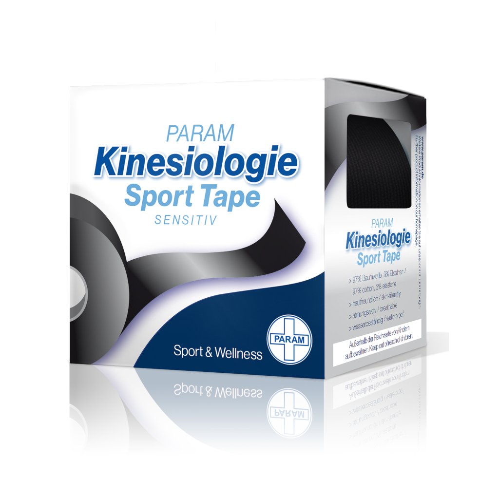 PARAM Kinesiologie Sport Tape, 5 cm x 5 m, schwarz