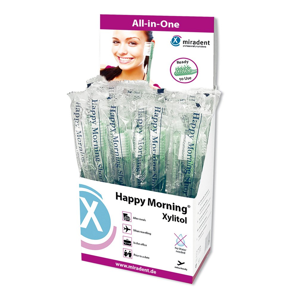 MIRADENT Einmalzahnbürste Happy Morning Xylitol