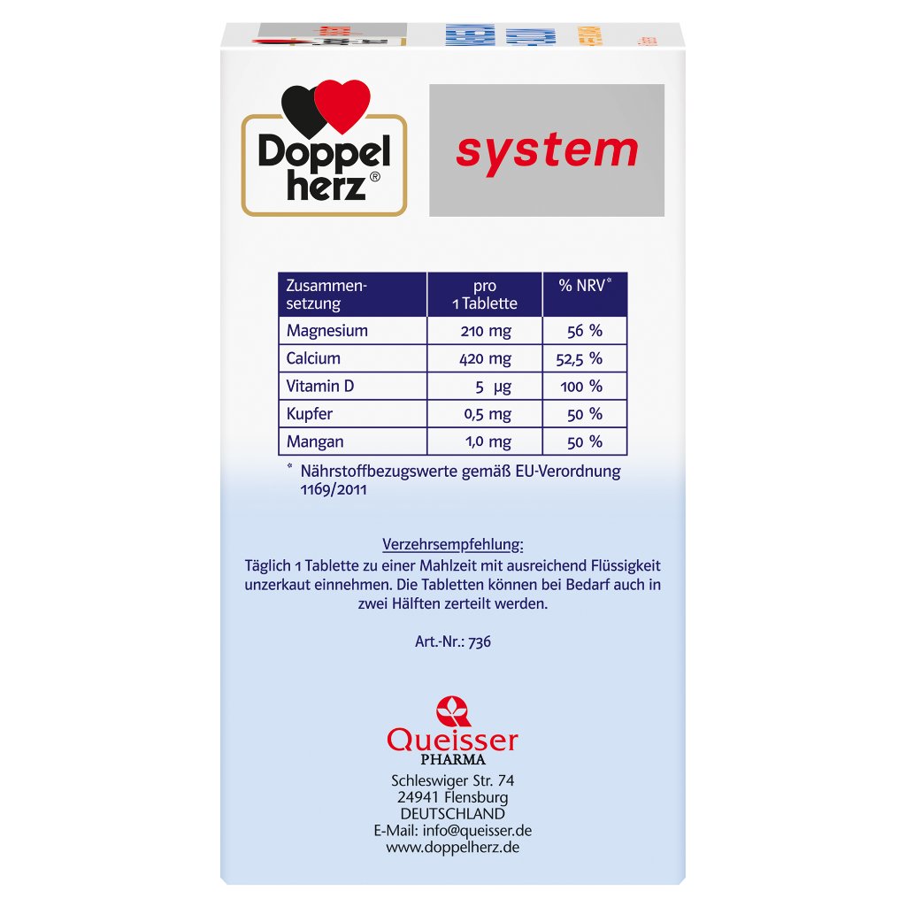 Doppelherz system Magnesium + Calcium + Kupfer und Mangan
