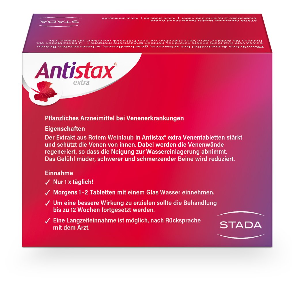 Antistax® extra Venentabletten, bei müden, schweren Beinen, Venenschwäche & Krampfadern