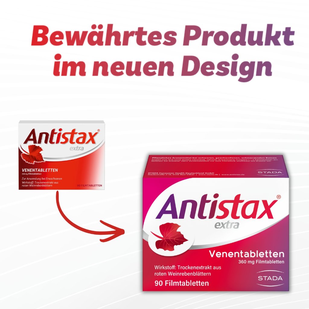 Antistax® extra Venentabletten, bei müden, schweren Beinen, Venenschwäche & Krampfadern