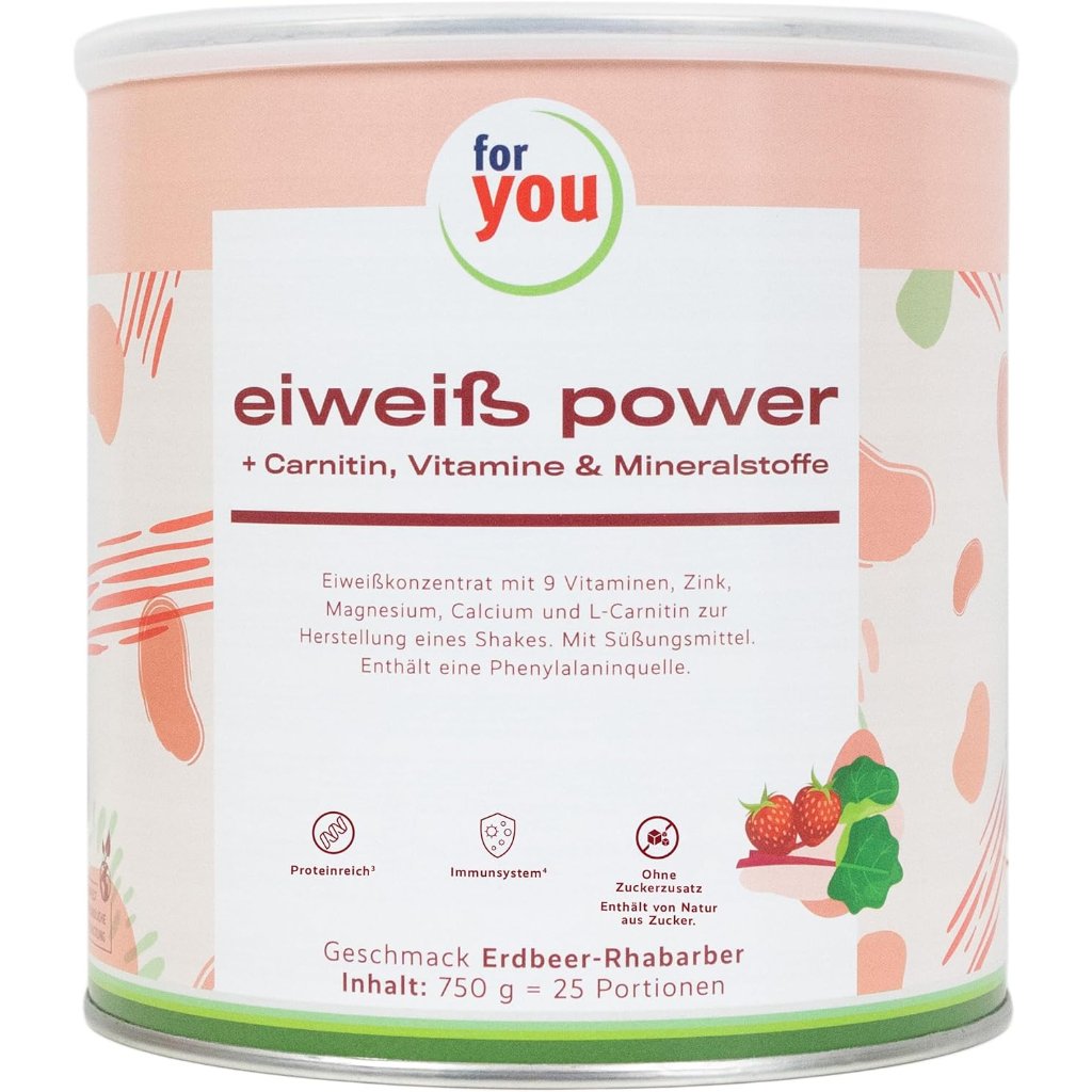 FOR YOU eiweiß power Erdbeer-Rhabarber Pulver