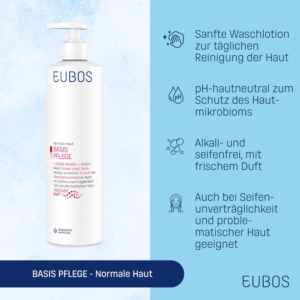 BASIS PFLEGE FLÜSSIG WASCH + DUSCH, ROT, DOSIERSPENDER