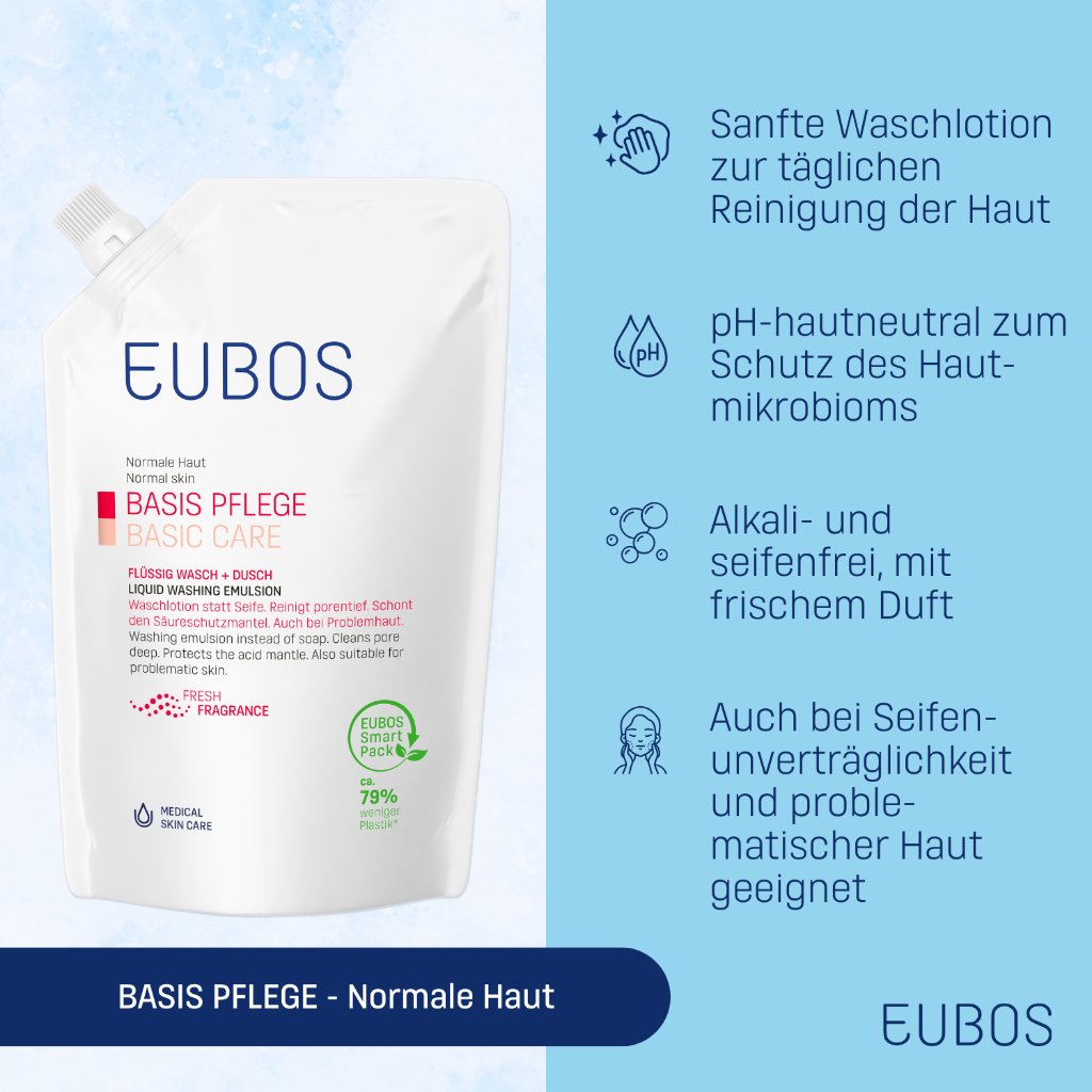 BASIS PFLEGE FLÜSSIG WASCH + DUSCH, ROT, NACHFÜLLBEUTEL