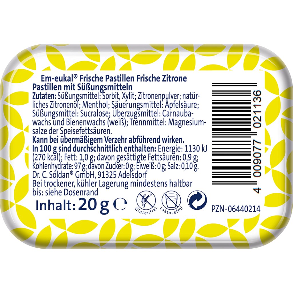 EM-EUKAL Frische Pastillen Zitrone zuckerfrei