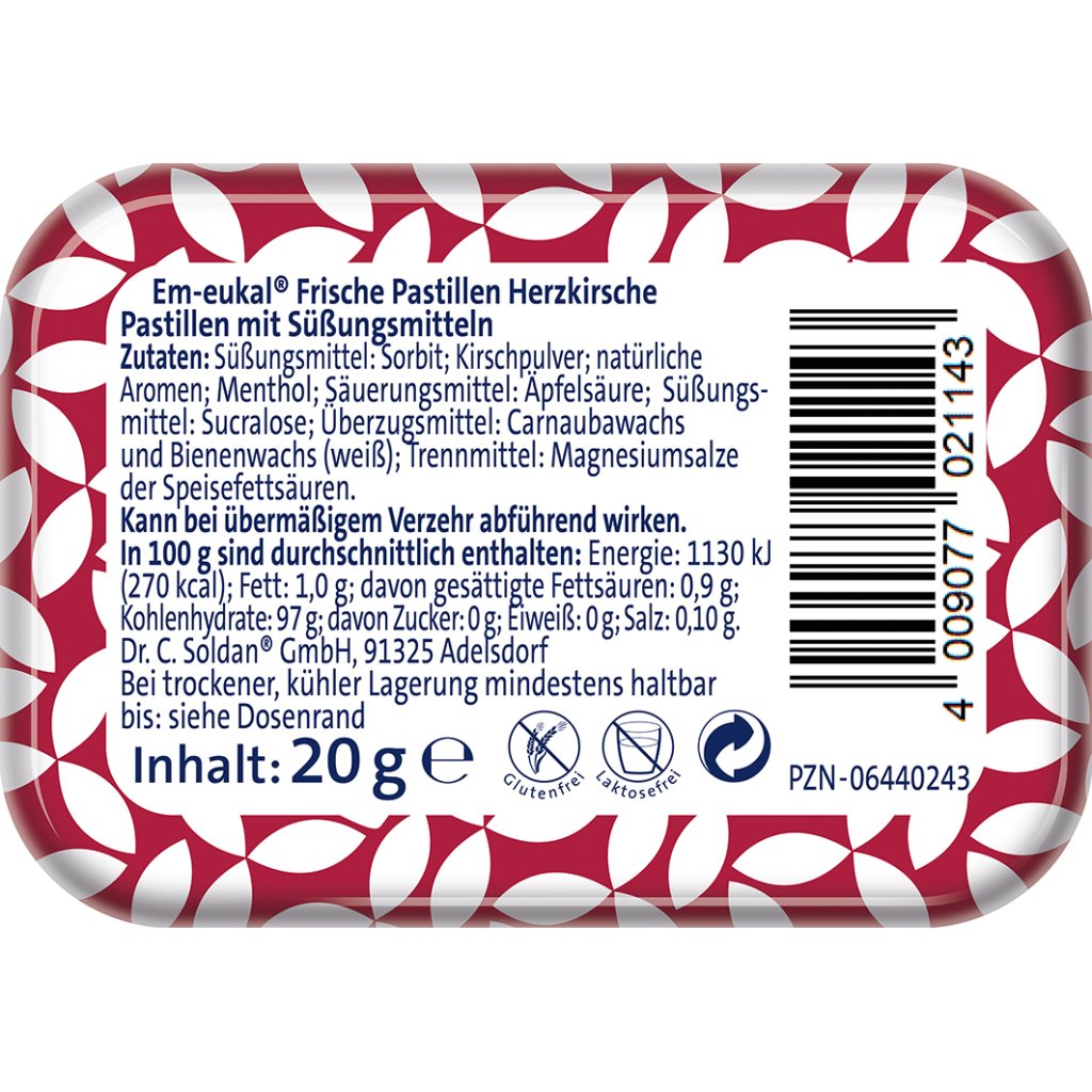 EM-EUKAL Frische Pastillen Herzkirsche zuckerfrei