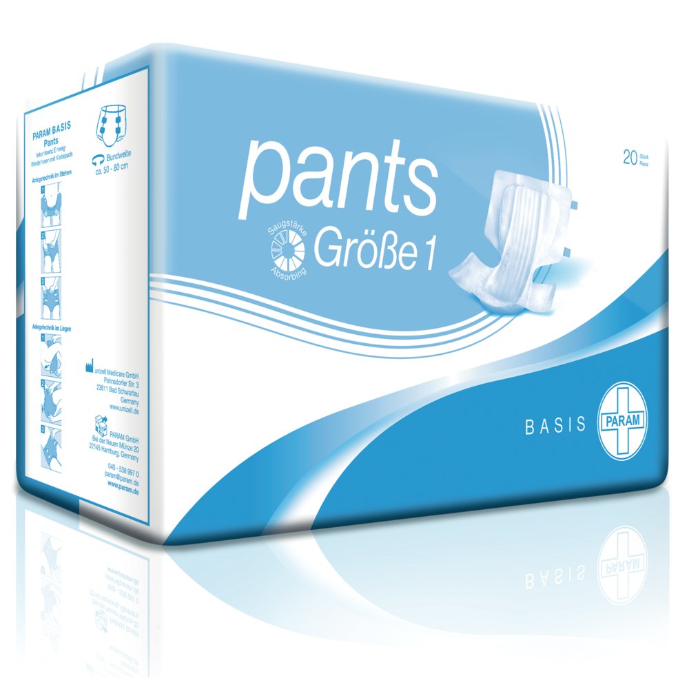 PARAM BASIS Pants, Größe 1, Bundweite: 50 - 80 cm, 20 Stück