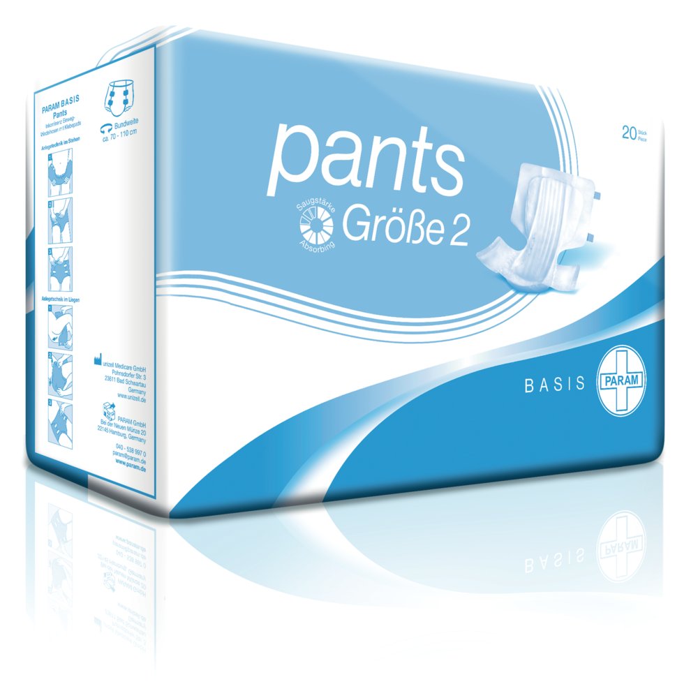 PARAM Basis Pants, Größe 2, Bundweite: 70 - 110 cm, 20 Stück