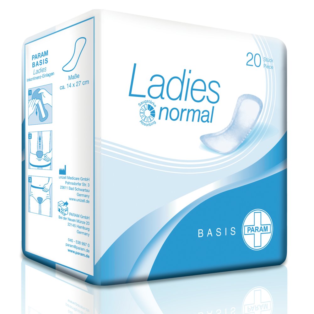 PARAM BASIS Ladies Normal Inkontinenz-Einlage, 14 x 27 cm, 20 Stück