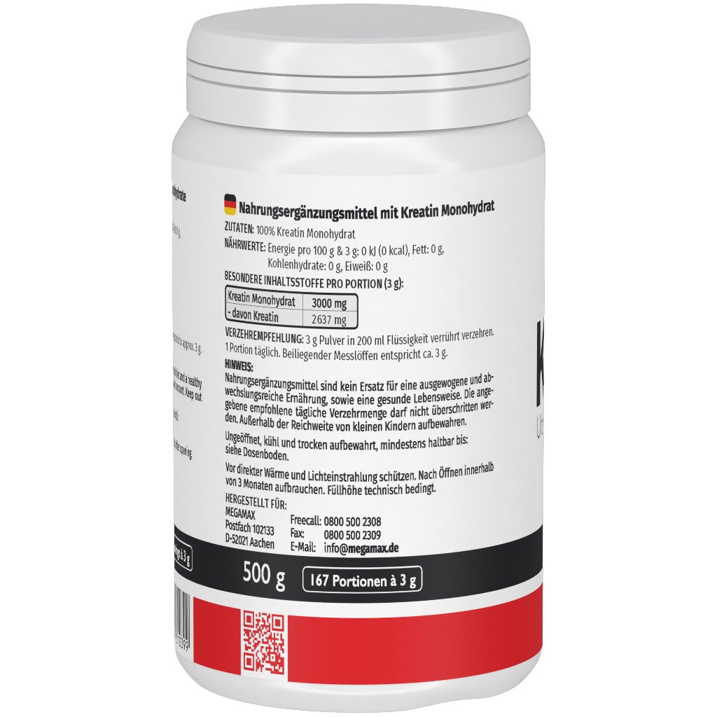 KREATIN MONOHYDRAT 100% Megamax Pulver