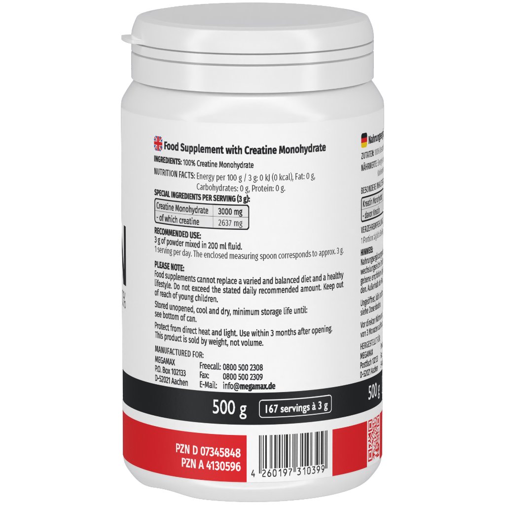 KREATIN MONOHYDRAT 100% Megamax Pulver
