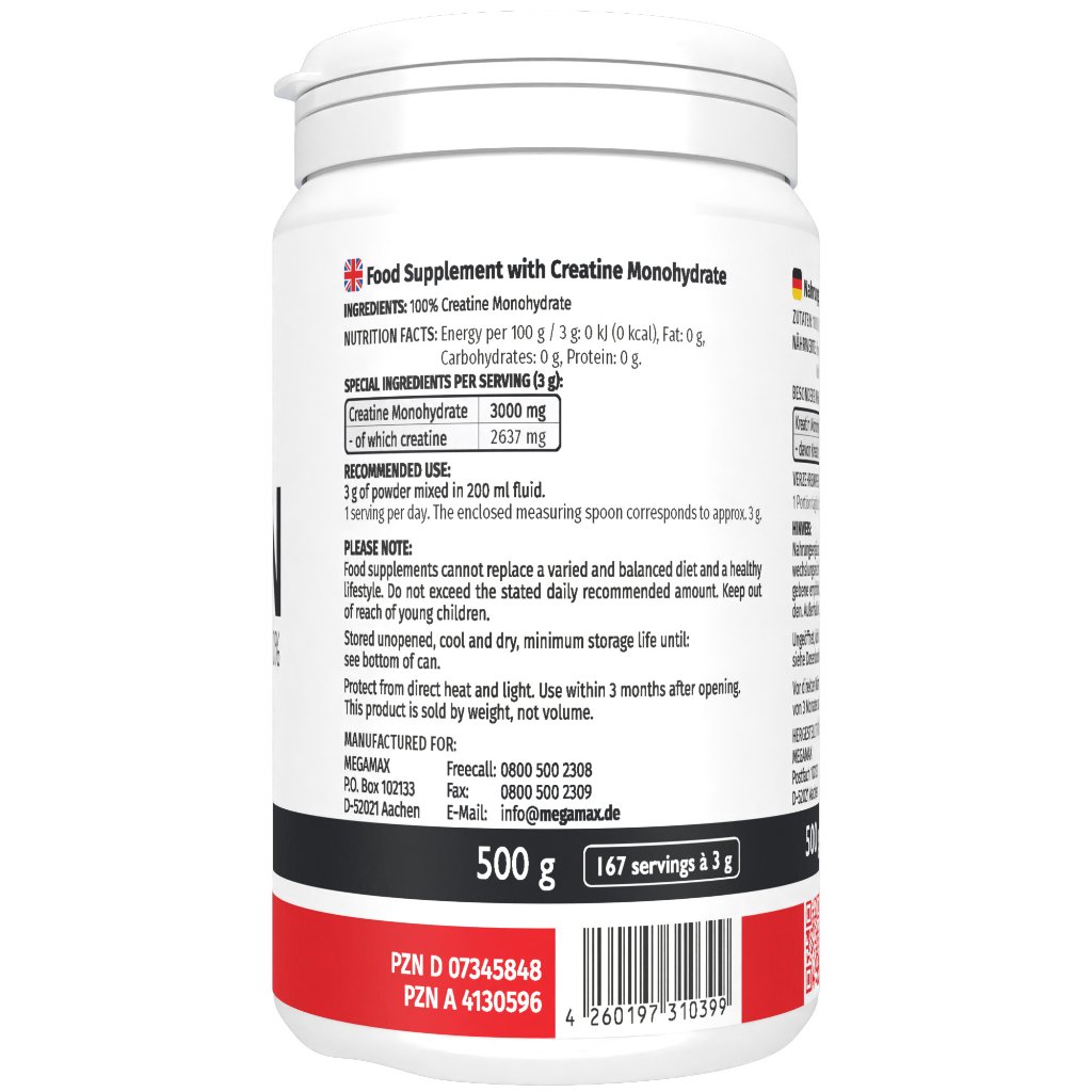 KREATIN MONOHYDRAT 100% Megamax Pulver