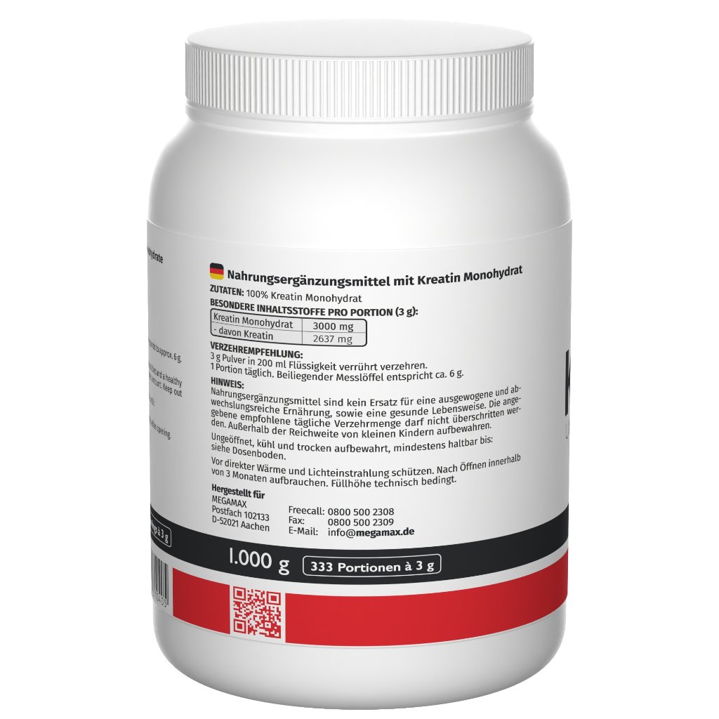 KREATIN MONOHYDRAT 100% Megamax Pulver