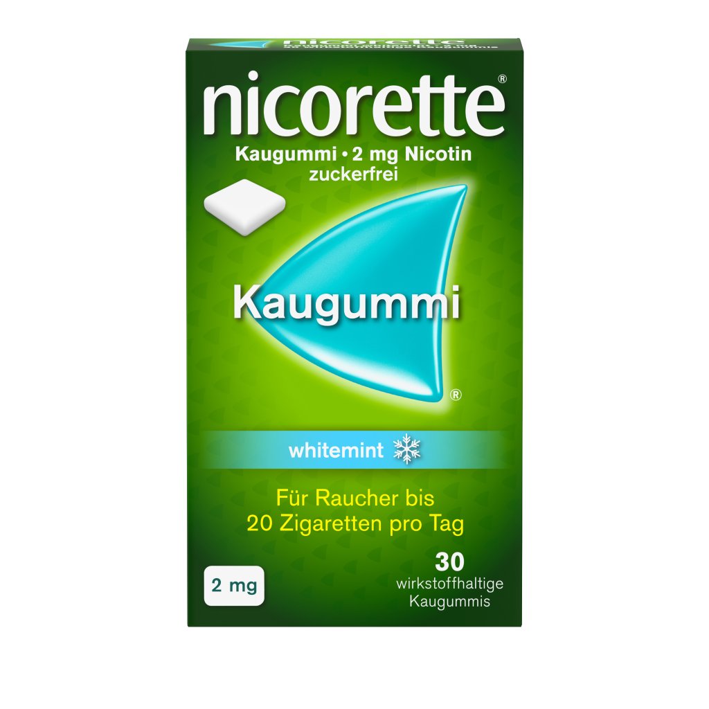 nicorette® Kaugummi 2 mg whitemint zur Raucherentwöhnung
