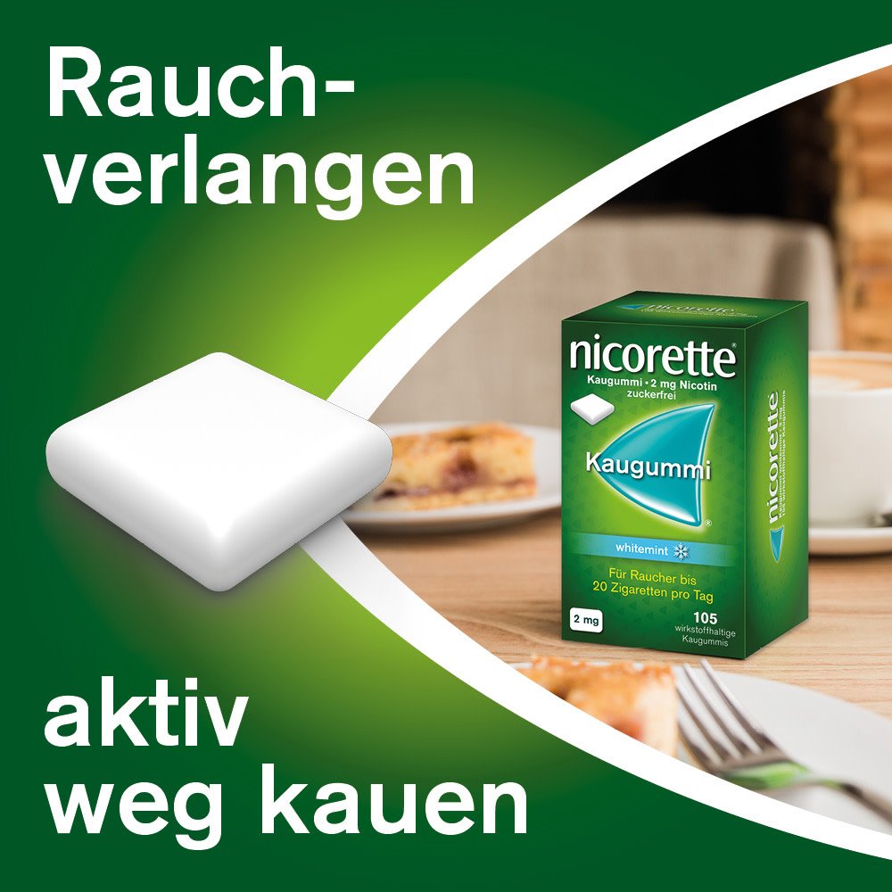 nicorette® Kaugummi 2 mg whitemint zur Raucherentwöhnung