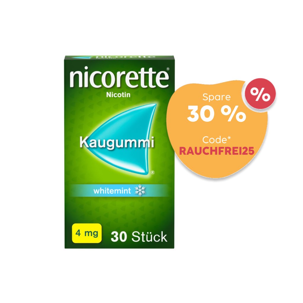 nicorette® Kaugummi 4 mg whitemint zur Raucherentwöhnung