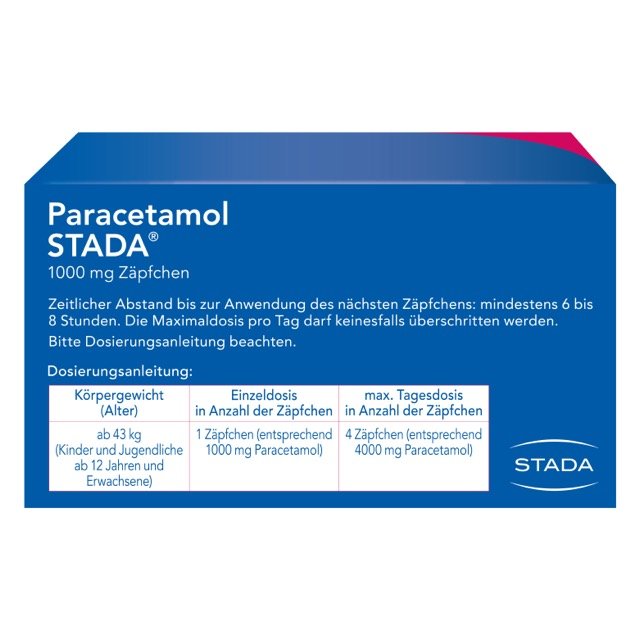 PARACETAMOL STADA 1000 mg Zäpfchen