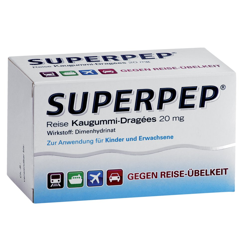 SUPERPEP Reise Kaugummi Dragees 20 mg