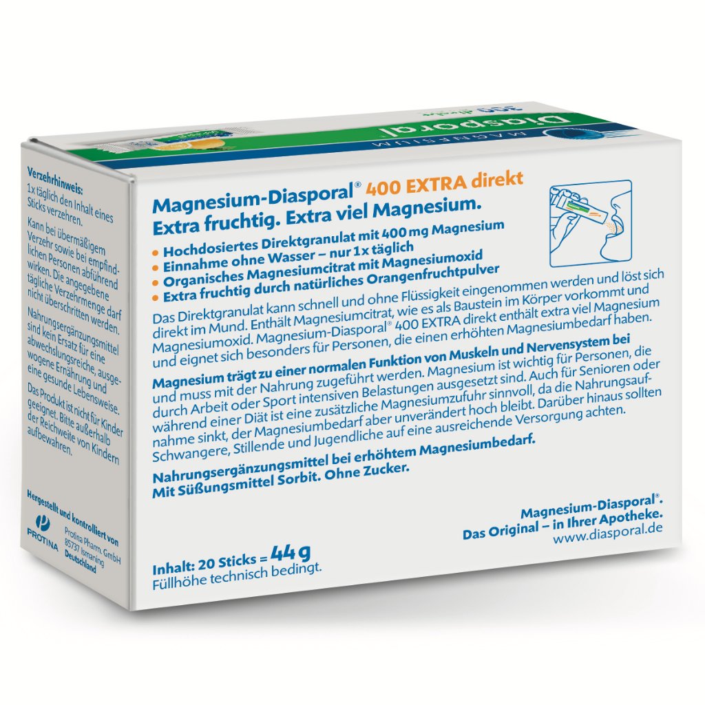 Magnesium-Diasporal® 400 EXTRA direkt Direktgranulat, 20 Sticks