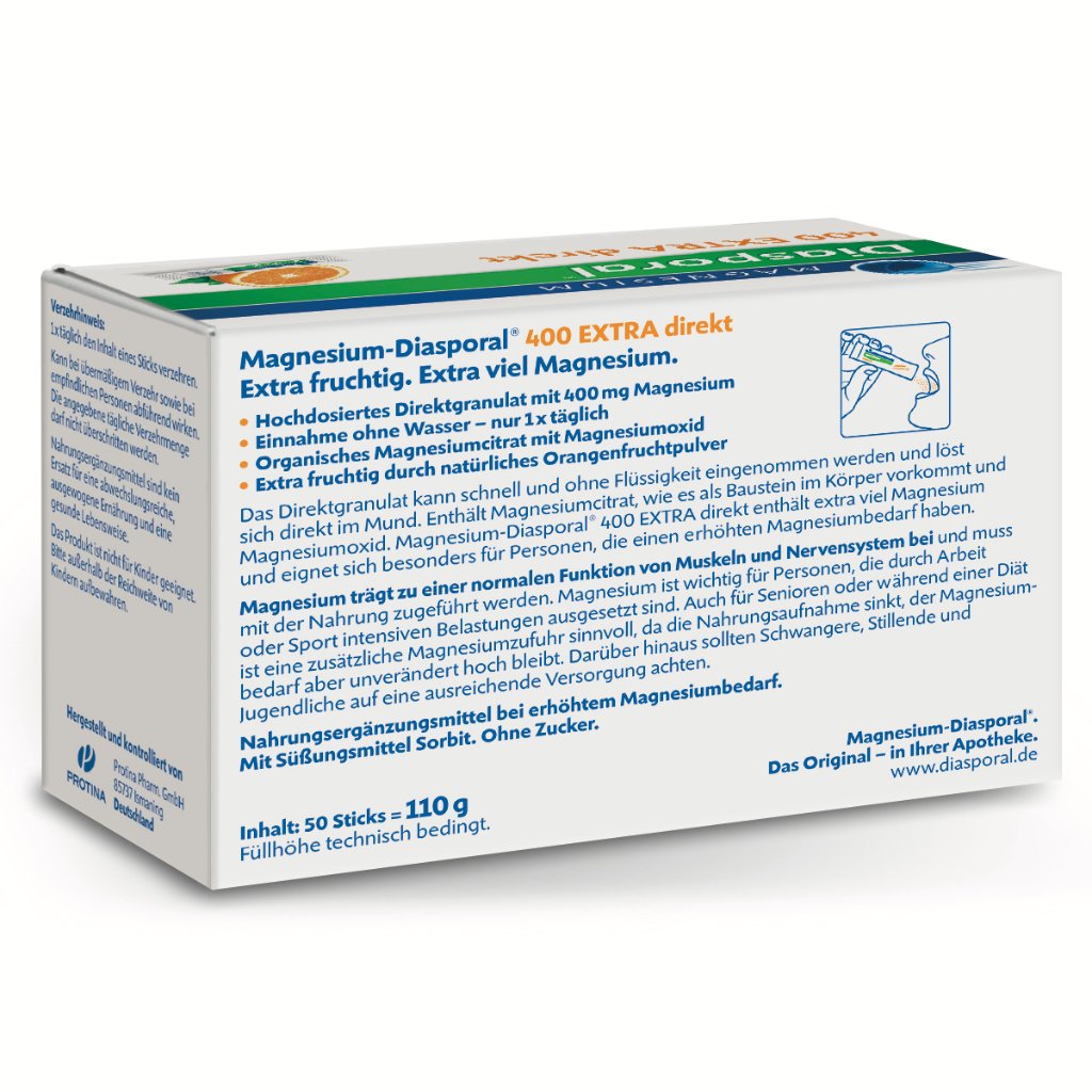 Magnesium-Diasporal® 400 EXTRA direkt Direktgranulat, 50 Sticks