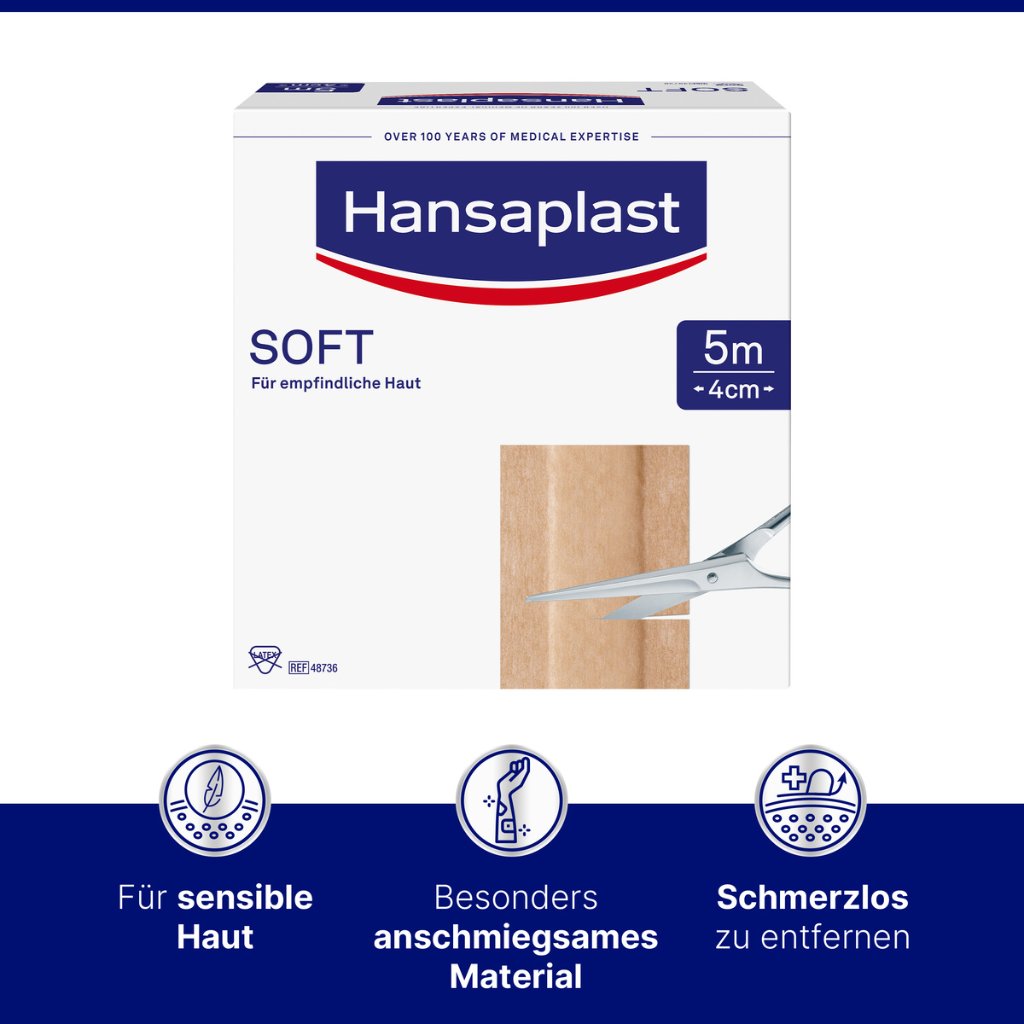 HANSAPLAST Soft Pflaster 4 cmx5 m Rolle