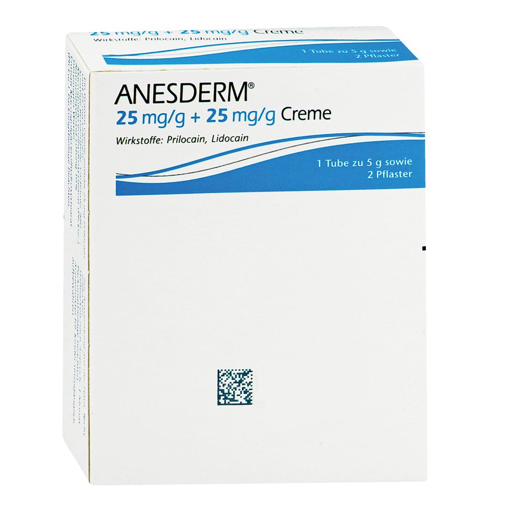 ANESDERM 25 mg/g + 25 mg/g Creme + 2 Pflaster