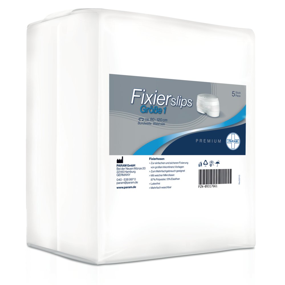 PARAM PREMIUM Fixierslips, Größe 1, Bundweite: 80 - 120 cm, 5 Stück