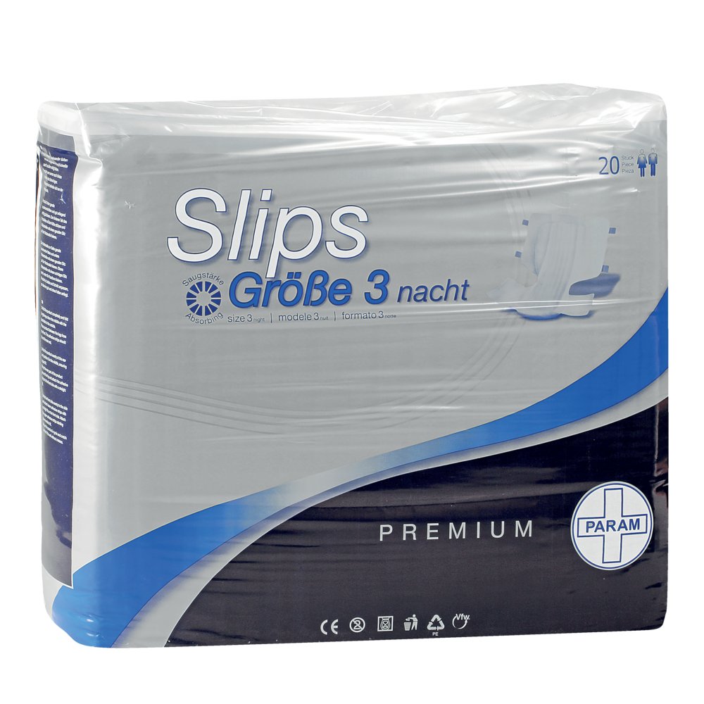 PARAM PREMIUM Slips Nacht, Größe 3, Bundweite: 100 - 150 cm, 20 Stück