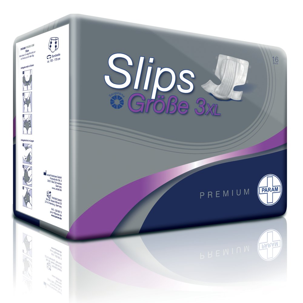 PARAM PREMIUM Slips, Größe 3XL, Bundweite: 130 - 170 cm, 16 Stück