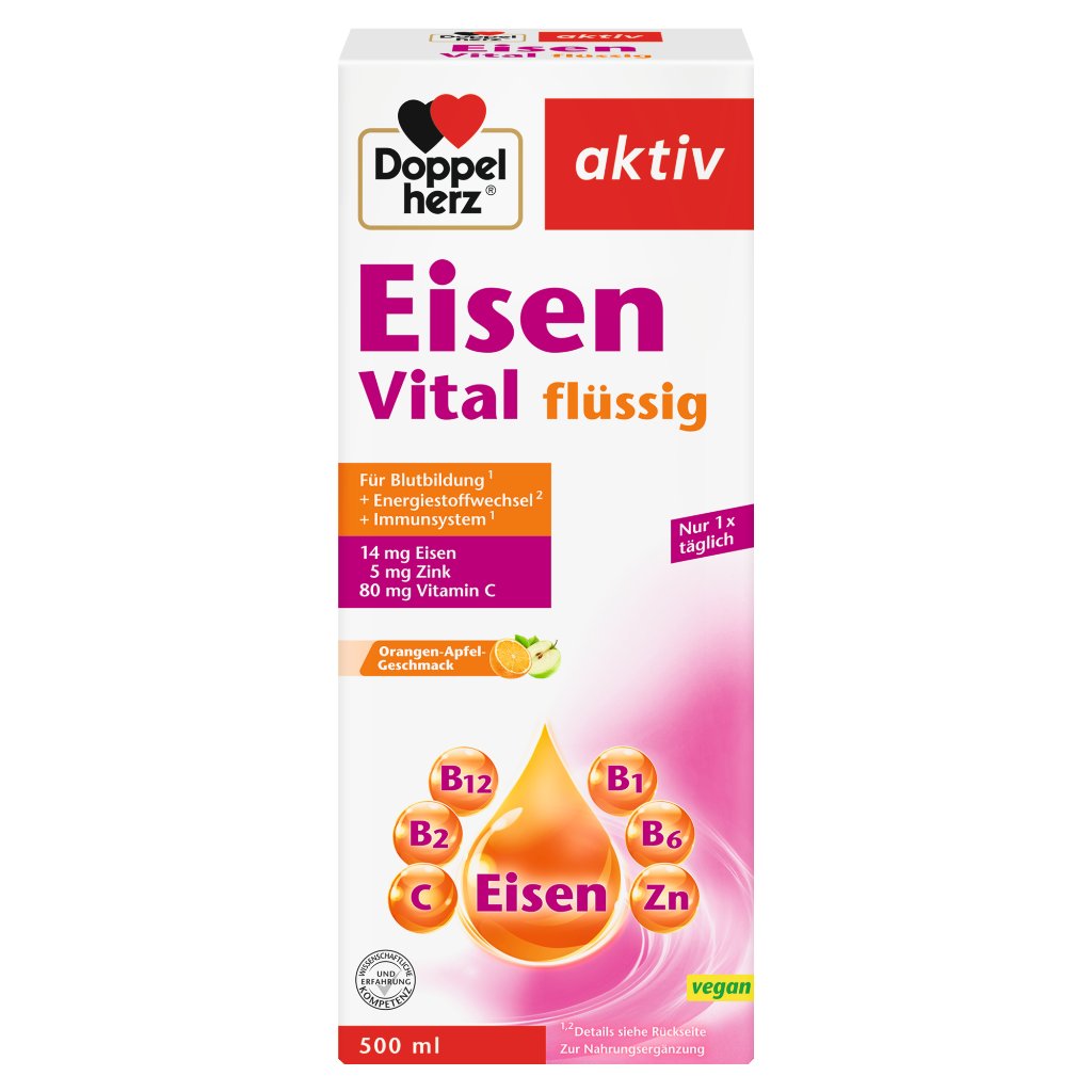 Doppelherz Eisen Vital flüssig - mit Orangen-Apfel-Geschmack