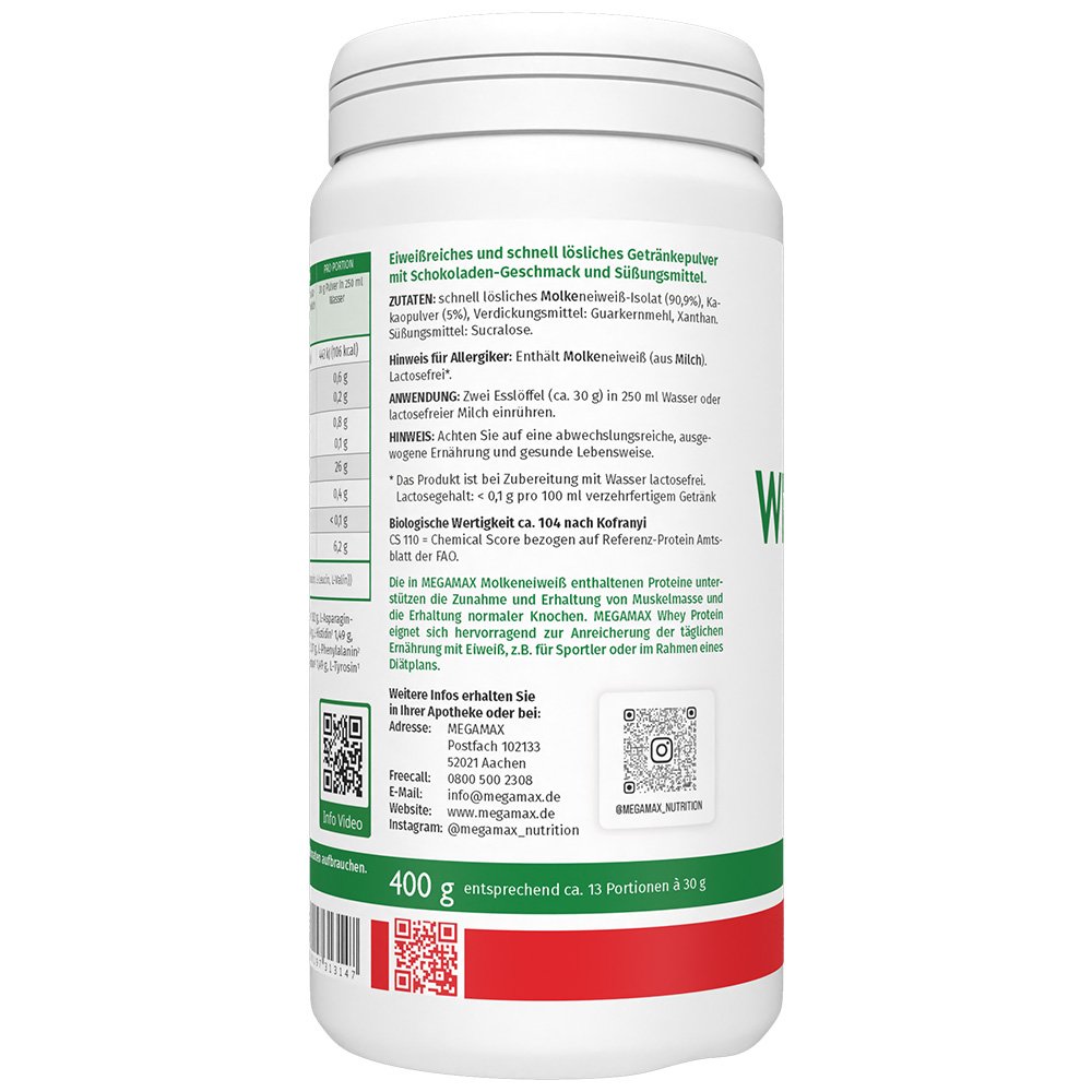 WHEYPROTEIN lactosefrei Schoko Pulver