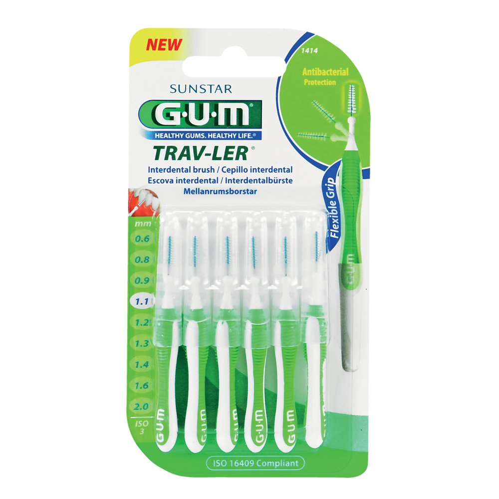 GUM TRAV-LER 1,1mm Tanne grün Interdental+6Kappen