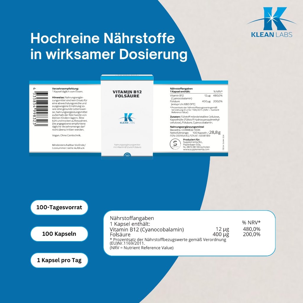 Klean Labs Vitamin B12 / Folsäure
