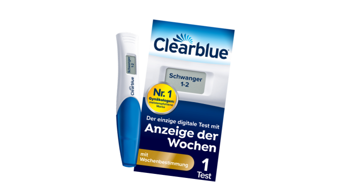 Werbung: Clearblue Schwangerschaftstest mit Wochenanzeige