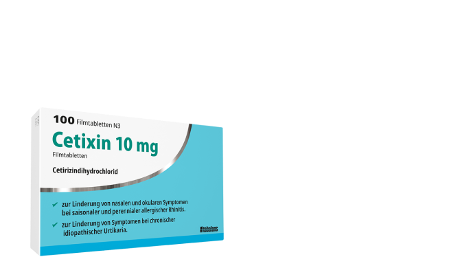 Anzeige: Allergie? Cetixin hilft. Zur Linderung von Nasen-/ Augensymptomen bei Heuschnupfen & zur Linderung chronischer Nesselsucht - bei Erwachsenen & Kindern ab 6