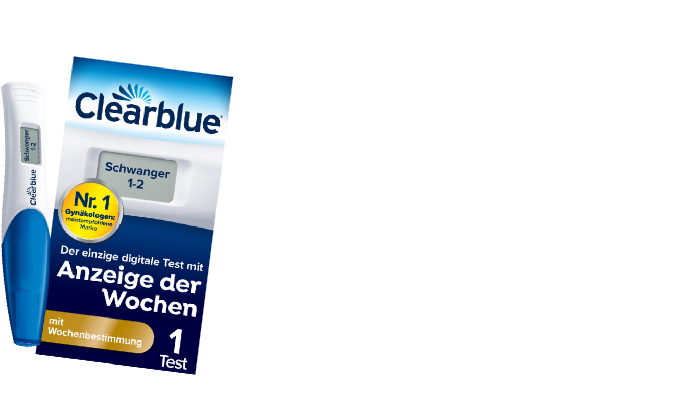 Werbung: Clearblue Schwangerschaftstest mit Wochenanzeige